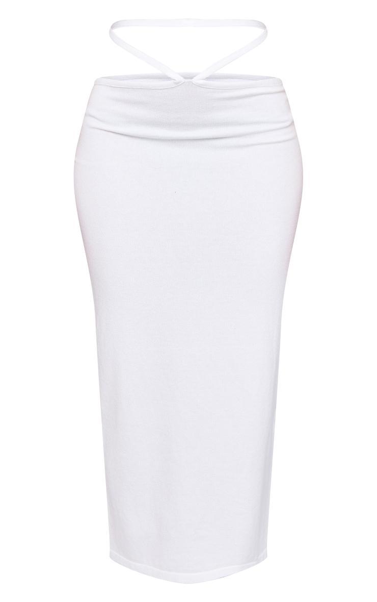  White Soft Knit Waist Tie Midaxi Skirt Product Image