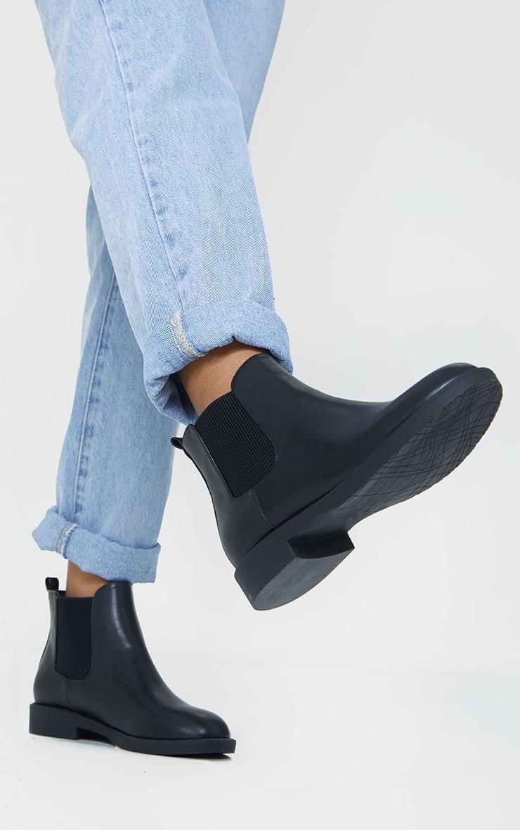 Black Faux Leather Basic Chelsea Ankle Boots product image