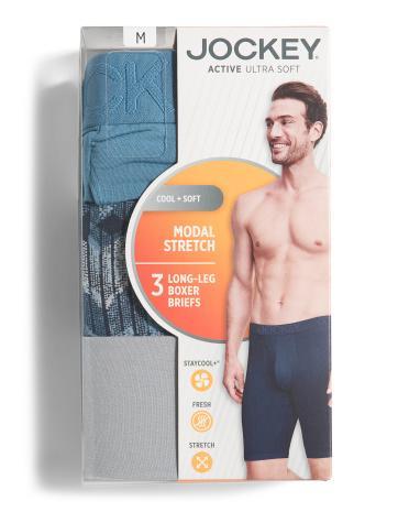 3pk Active Ultra Soft Boxer Briefs for Men | Spandex/Tencel Product Image