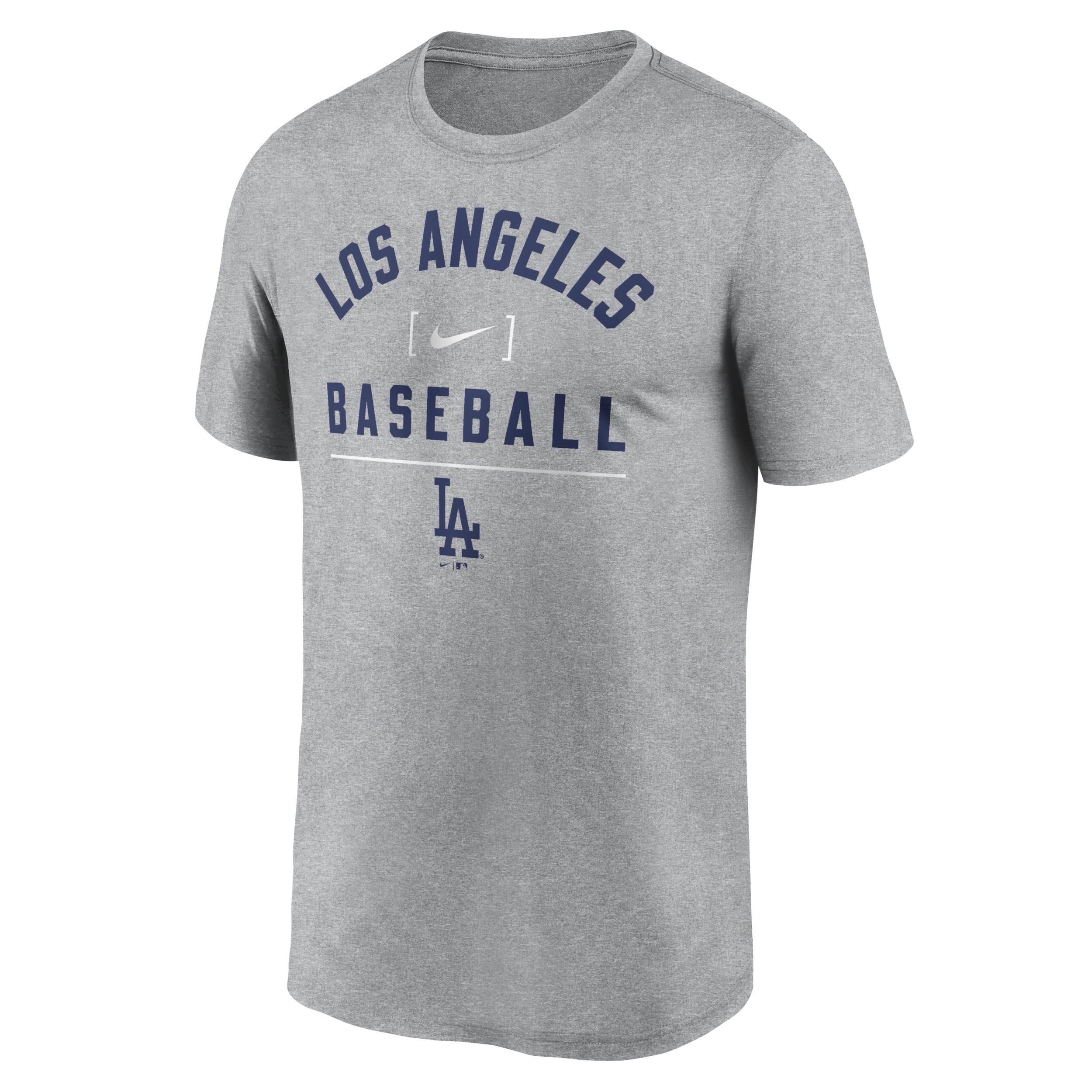 Mens Nike Heather Charcoal Los Angeles Dodgers Arch Baseball Stack Performance T-Shirt Product Image