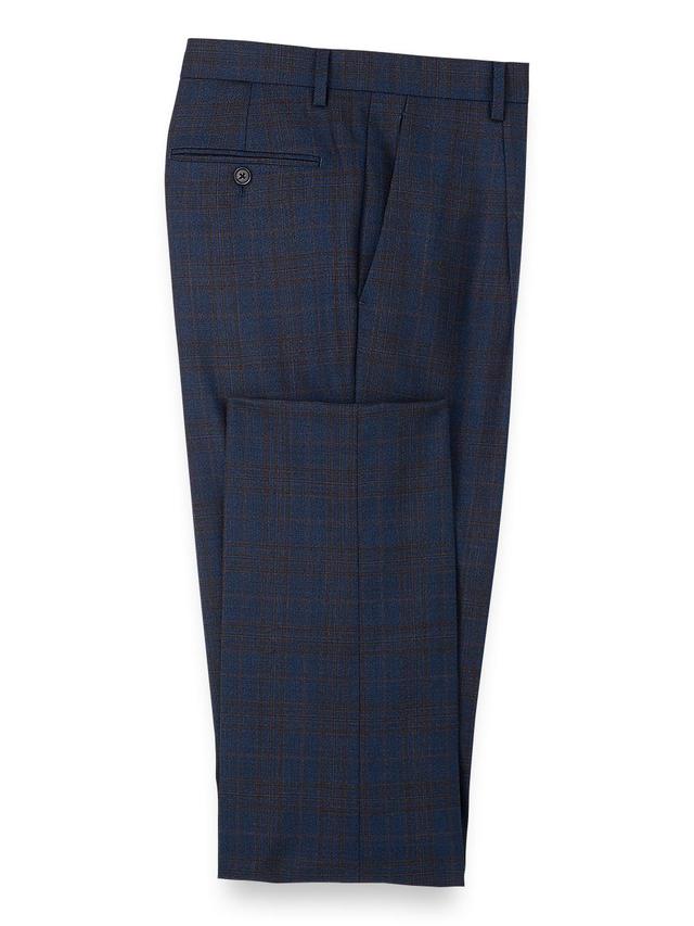 Wool Plaid Single Pleated Suit Pants Product Image