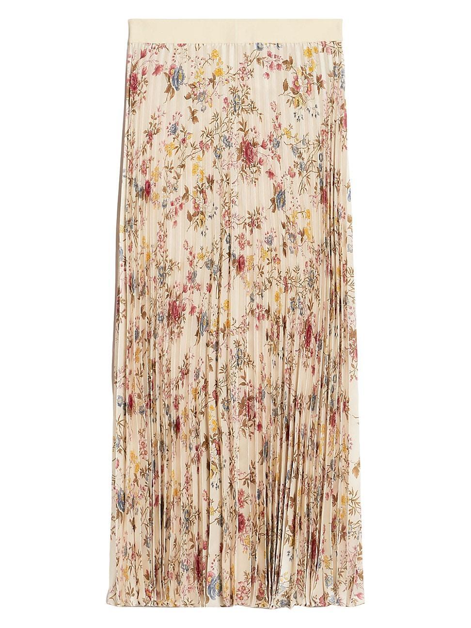 Womens Palio Pleated Floral Midi-Skirt Product Image