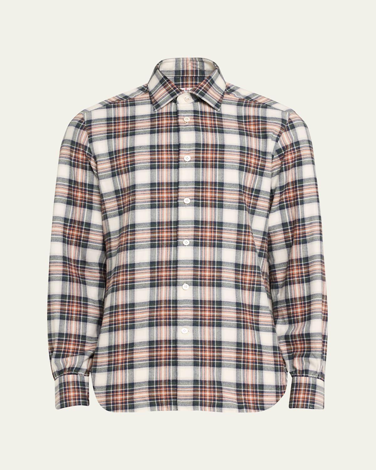 Mens Plaid Flannel Casual Button-Down Shirt Product Image