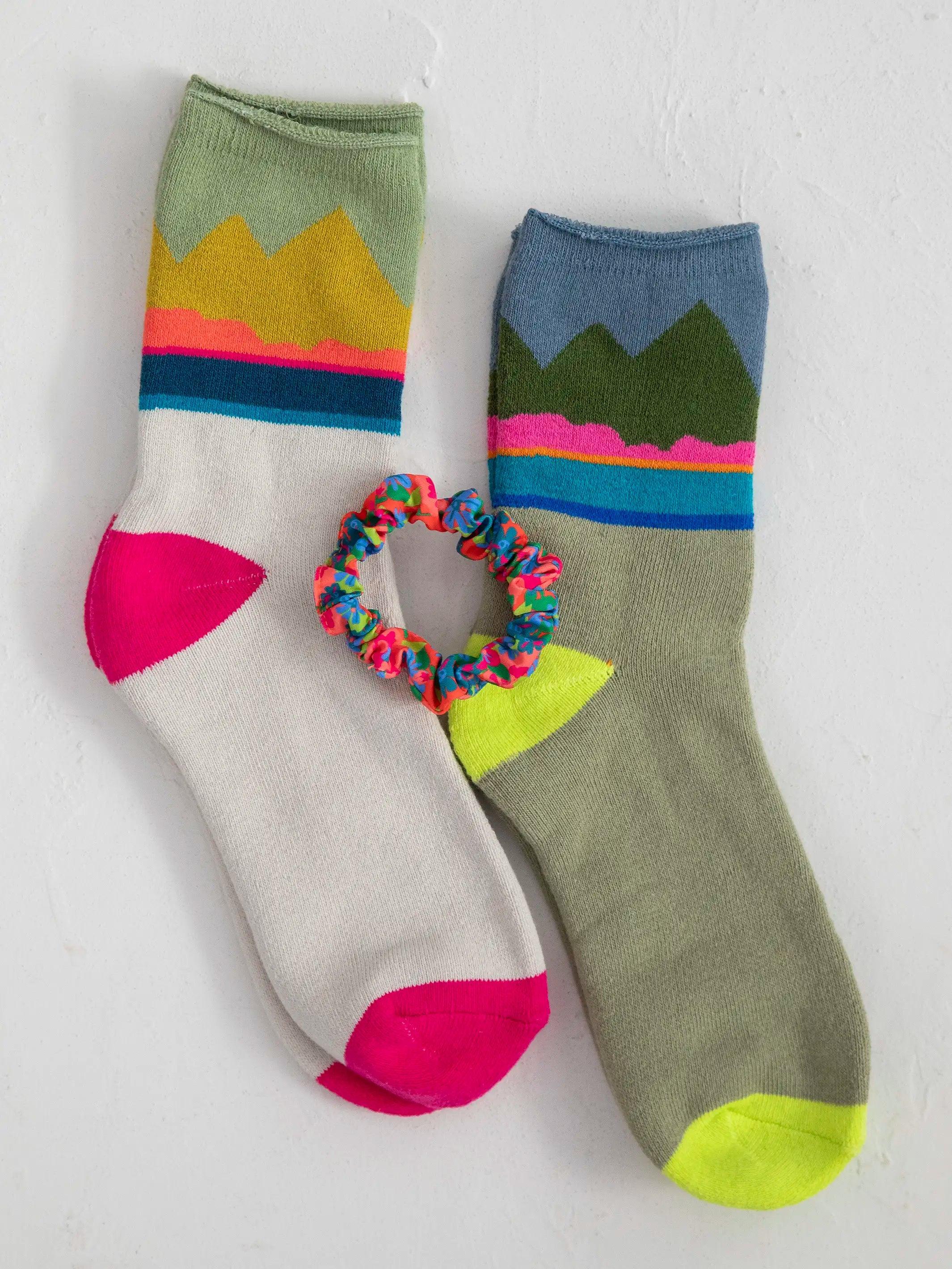 Icon Roll Top Socks, Set of 2 - Mountains Product Image