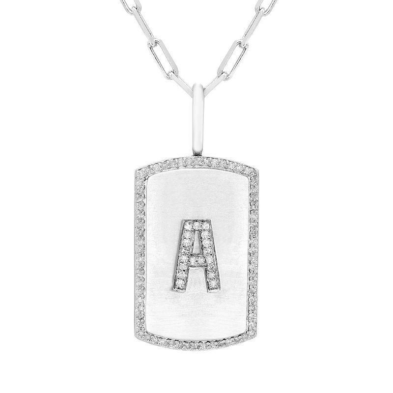 Its Personal Initial Sterling Silver & 1/4 Carat T.W. Diamond Dog Tag Necklace, Womens White Product Image