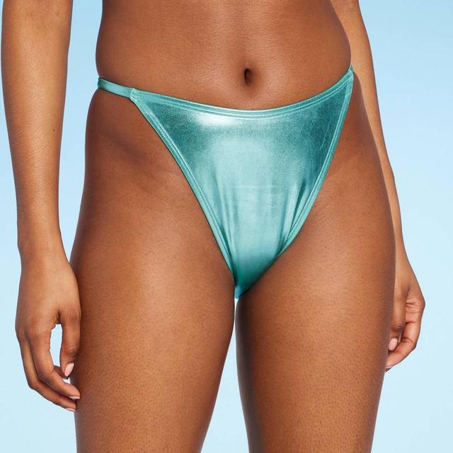 Womens Extra Cheeky Extra High Leg Bikini Bottom - Wild Fable Teal Foil L Product Image