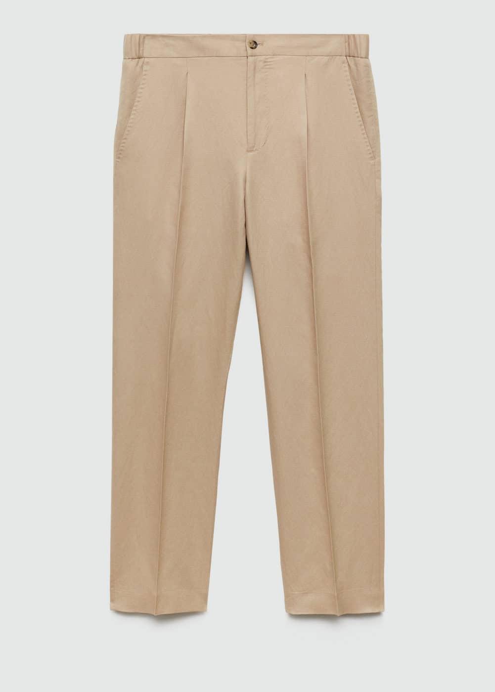 MANGO MAN - Tencel-linen pleated pants beigeMen Product Image