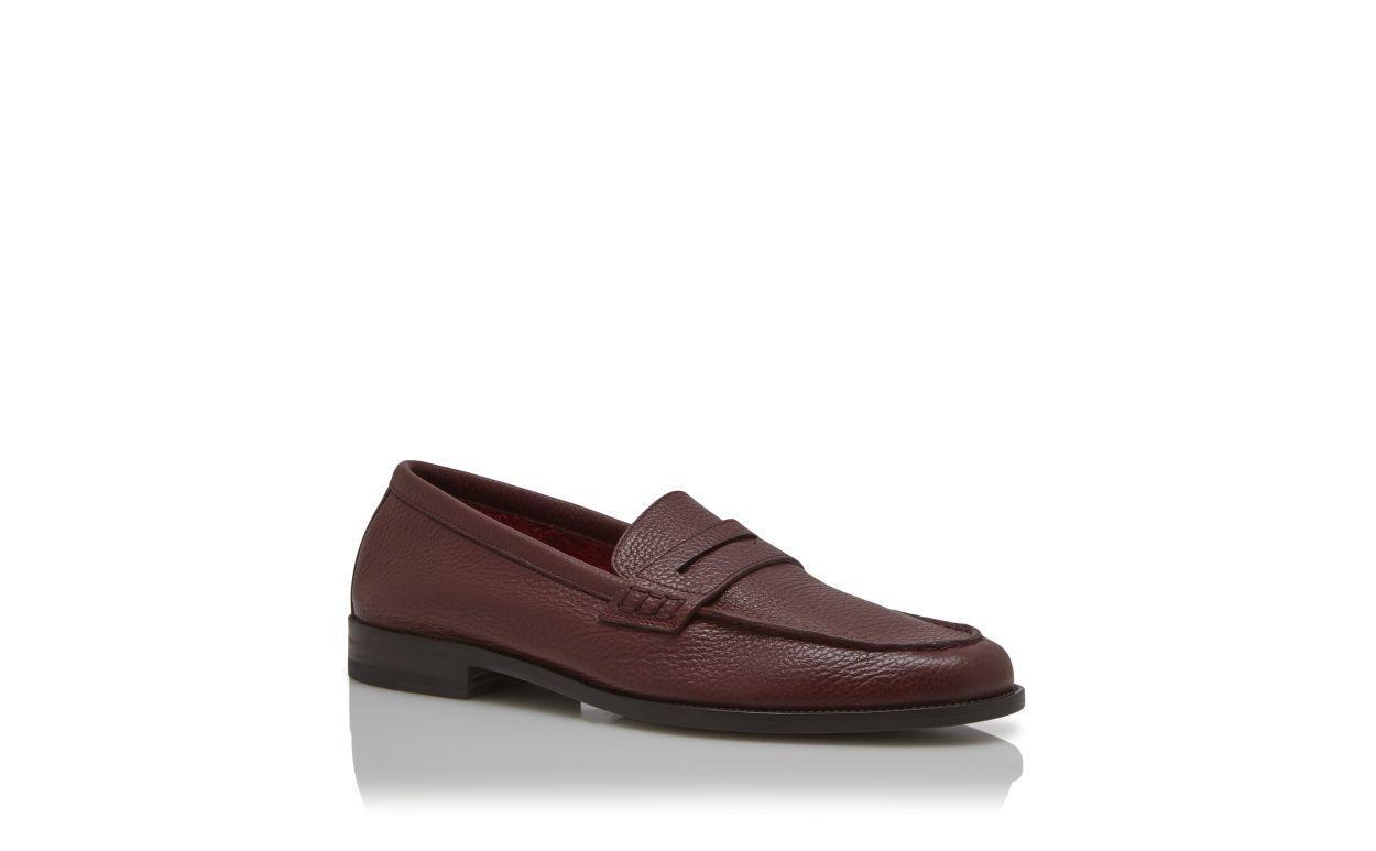 PERRY Dark Red Calf Leather Penny Loafers Product Image