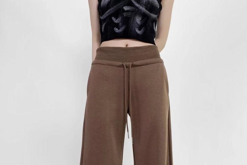 High Rise Plain Wide Leg Pants Product Image