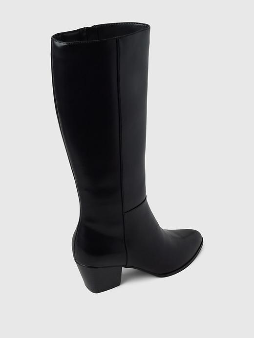 Vegan Leather Tall Heeled Boots Product Image