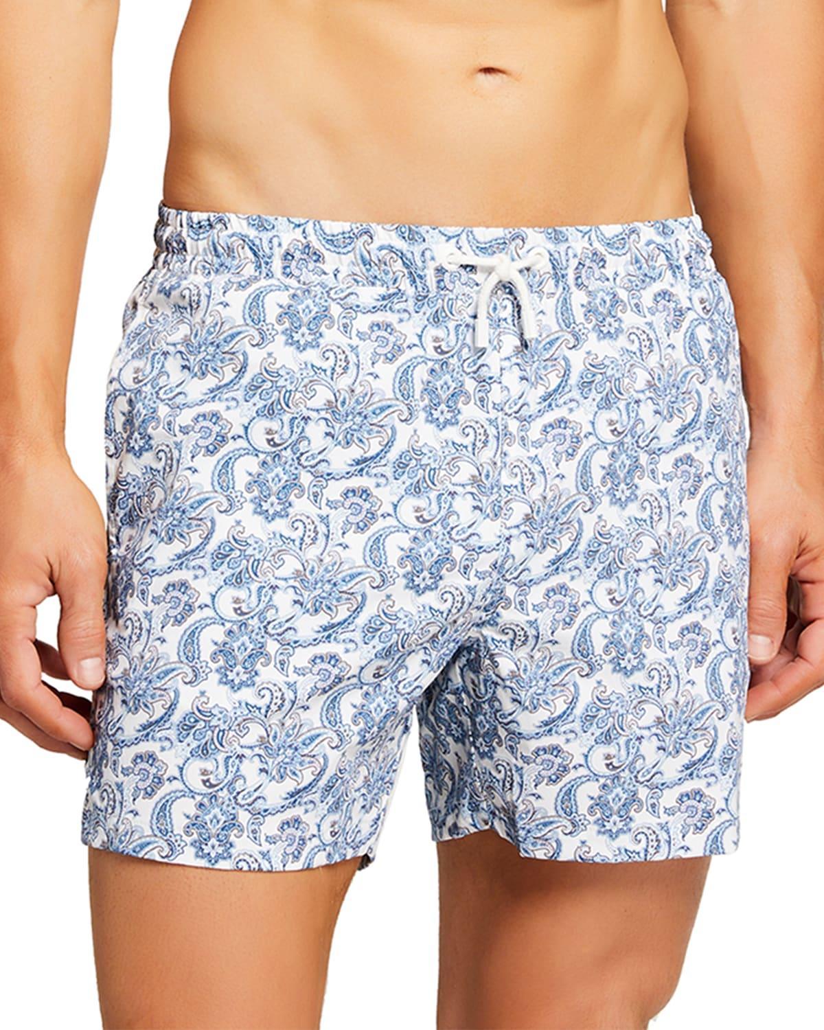 Mens Printed Drawstring Swim Trunks Product Image