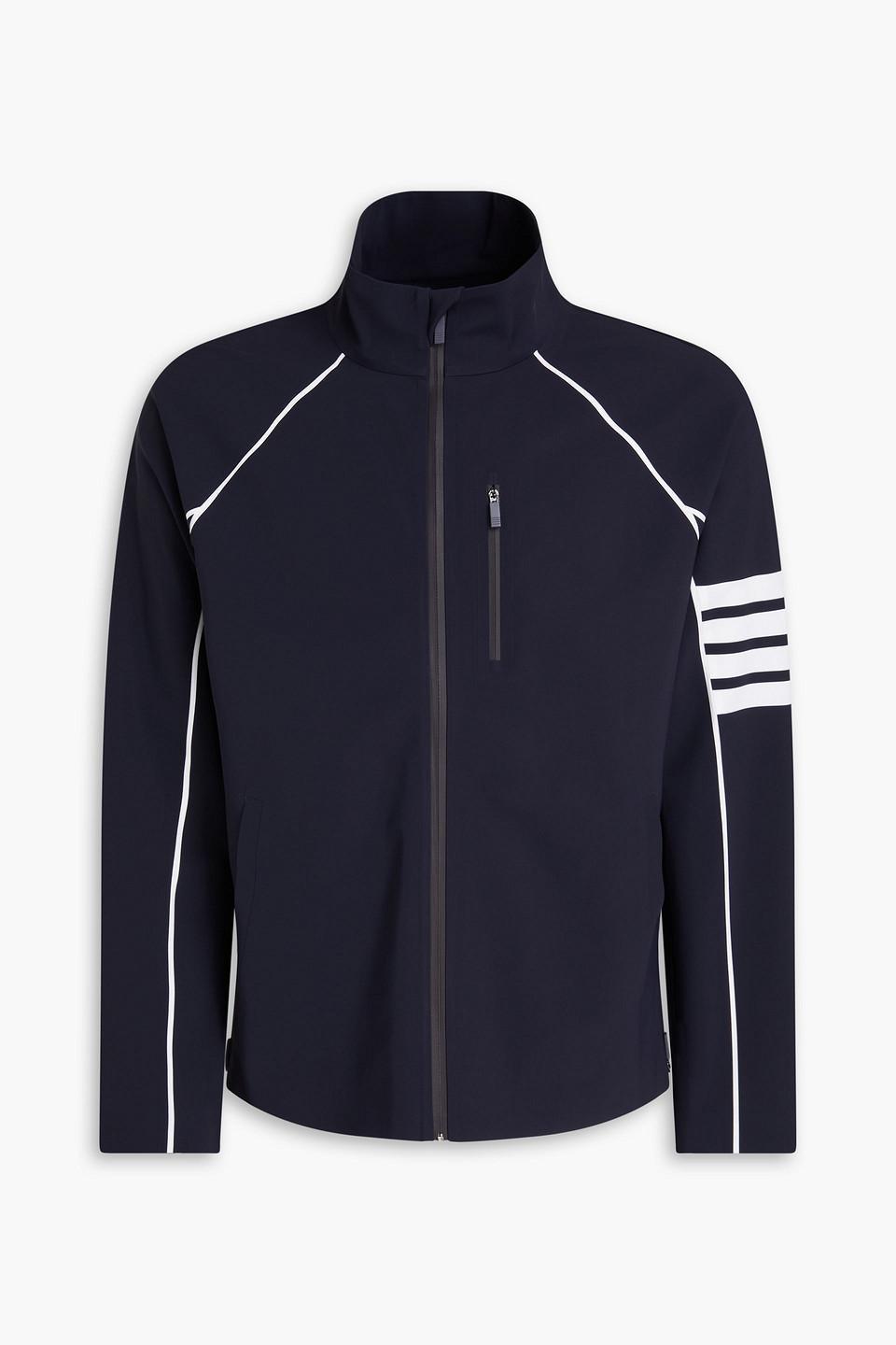 Striped Stretch Track Jacket In Navy Product Image