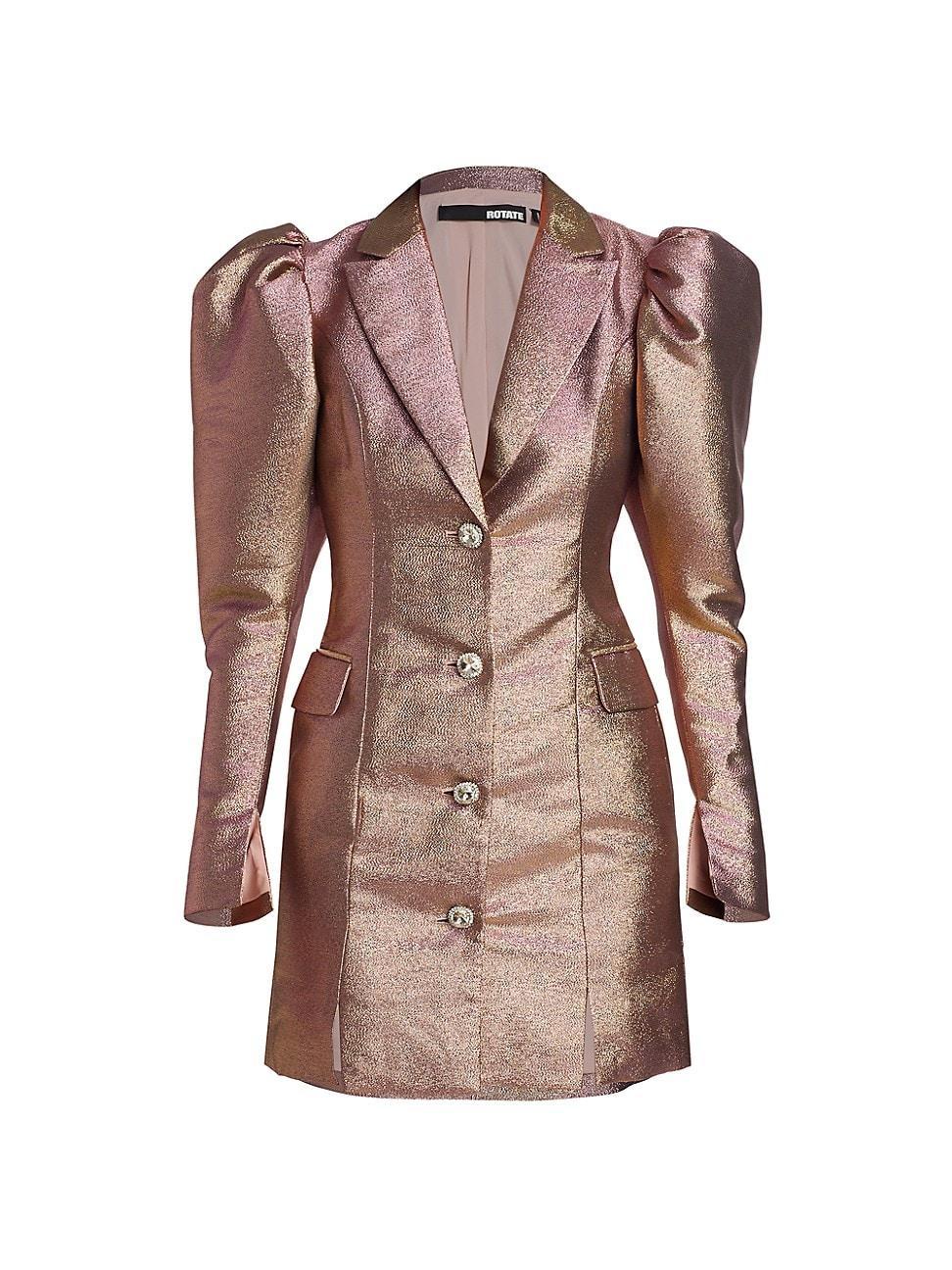 Womens Fonda Metallic Puff-Sleeve Blazer Minidress Product Image