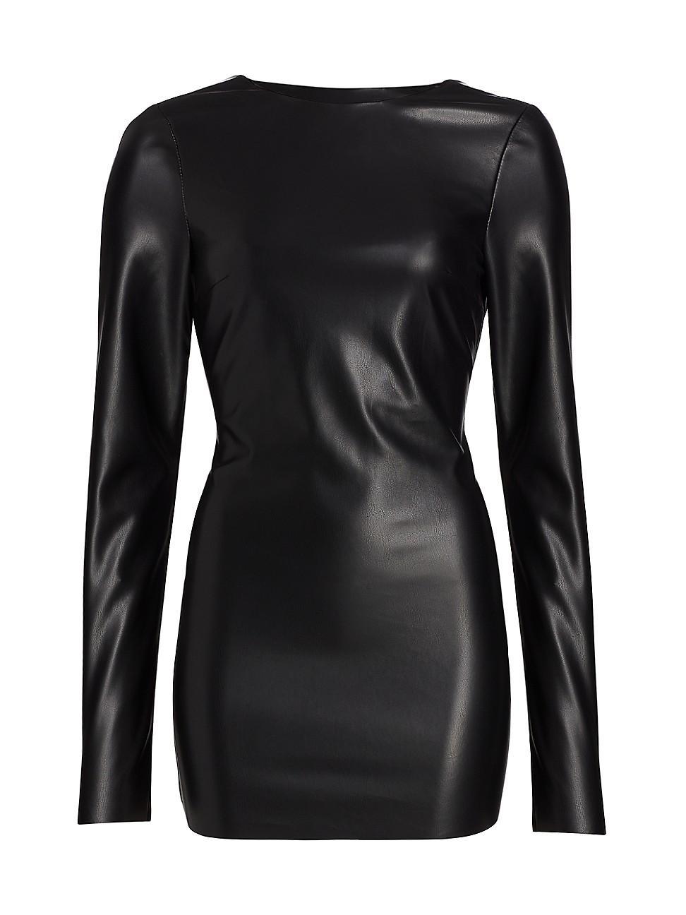 Womens Julie Faux Leather Mini Dress Product Image