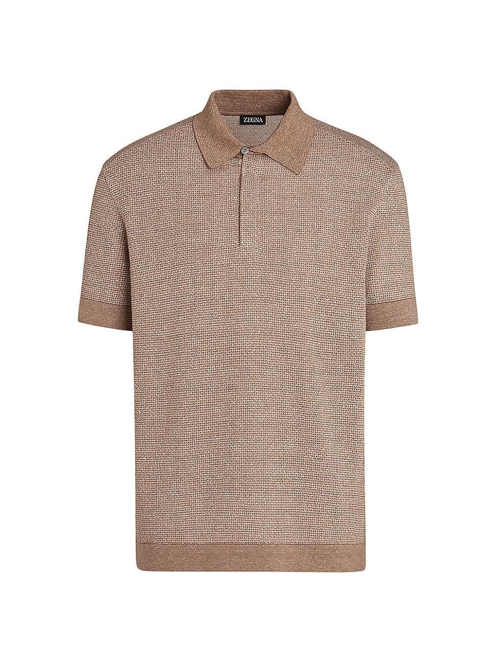 Mens Cotton Linen and Silk Polo Shirt Product Image