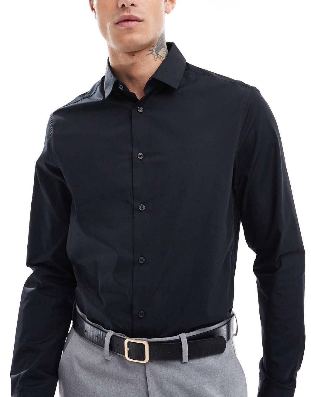 ASOS DESIGN regular shirt in black Product Image