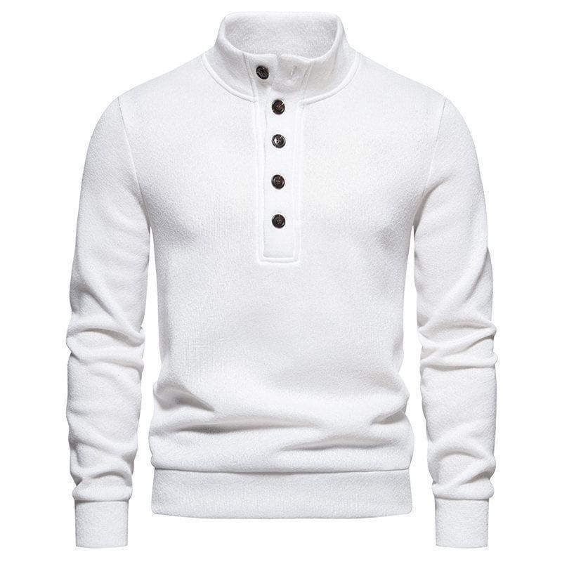 Henley Mock Neck Plain Sweatshirt Product Image