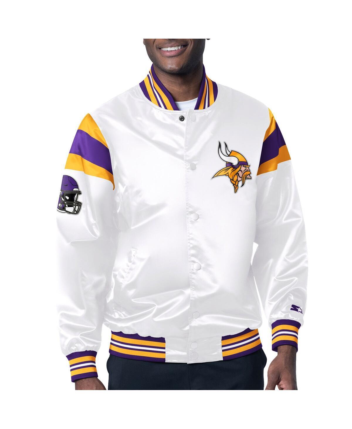 Mens Starter White Minnesota Vikings Satin Full-Snap Varsity Jacket Product Image