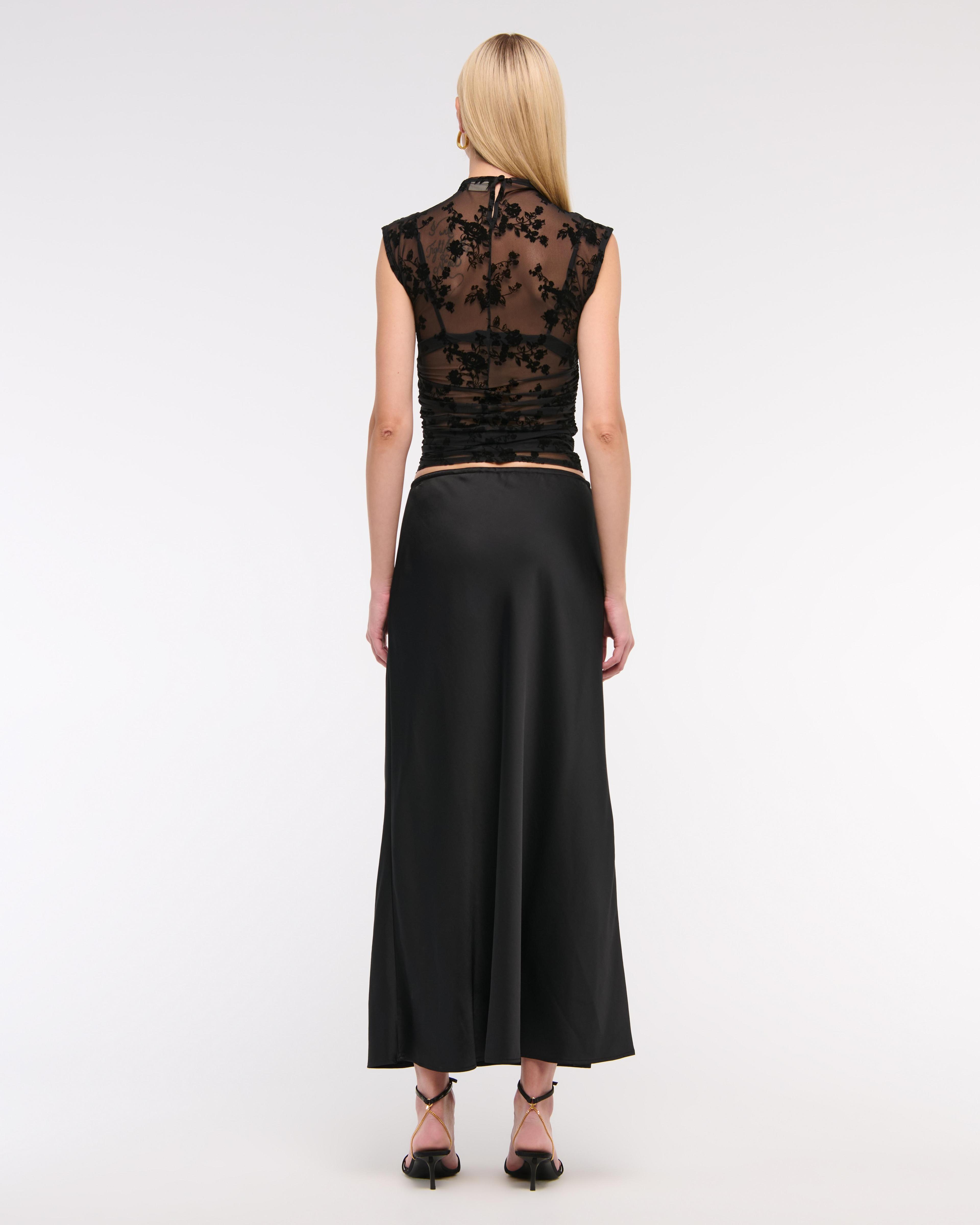 Mid Rise Satin Maxi Skirt Product Image