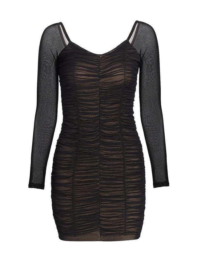 Womens Ruched Mesh Off-the-Shoulder Minidress Product Image