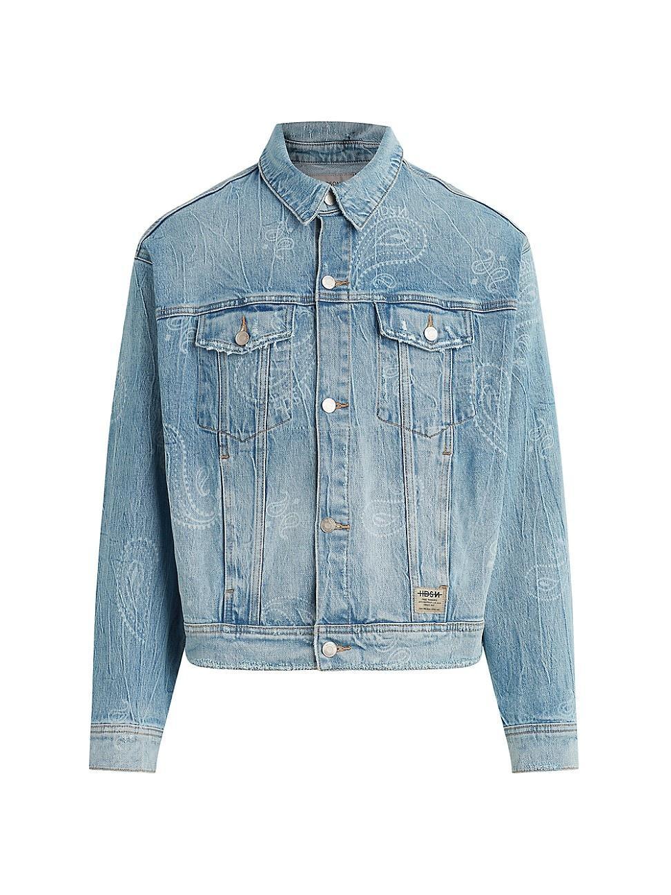 Mens Bandana Denim Trucker Jacket Product Image