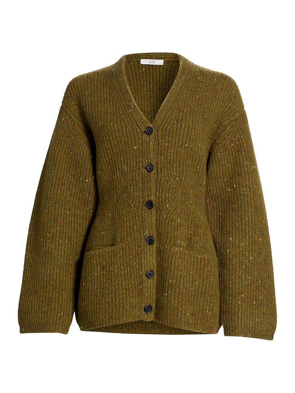 Womens Wool-Blend Ribbed Cardigan product image