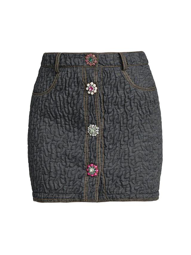 Womens Brooch-Embellished Cotton-Blend Miniskirt Product Image