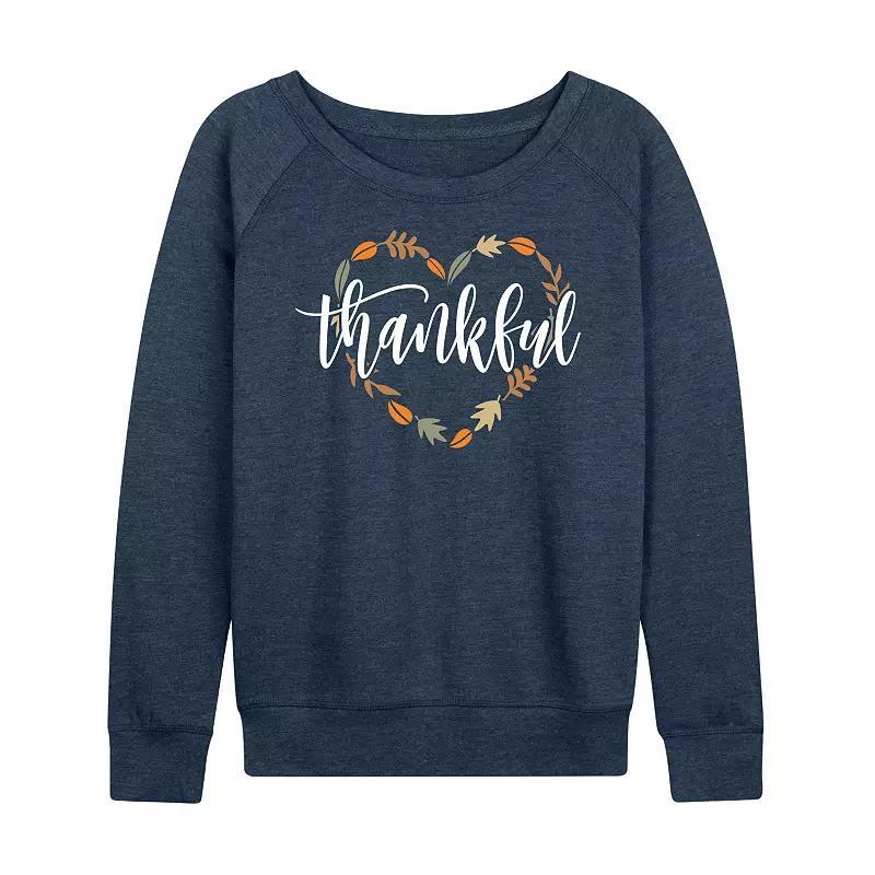 Womens Thankful Leaf Heart Pullover Grey Indigo Product Image