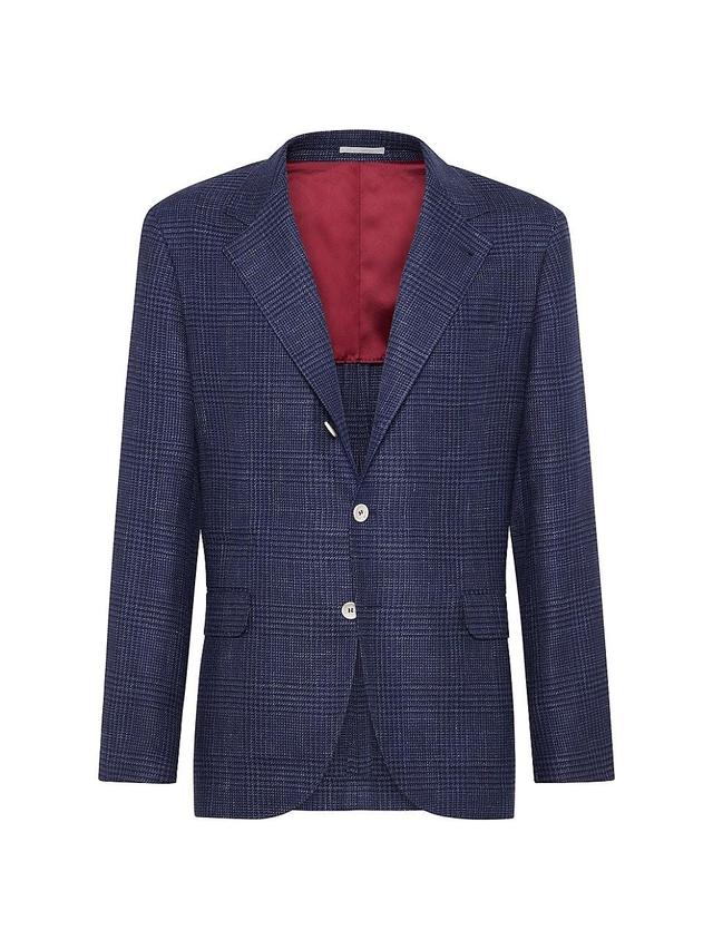 Mens Comfort Wool, Silk and Linen Prince of Wales Deconstructed Blazer Product Image