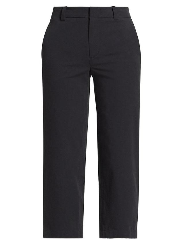 Womens Washed Cotton Mid-Rise Crop Pants Product Image