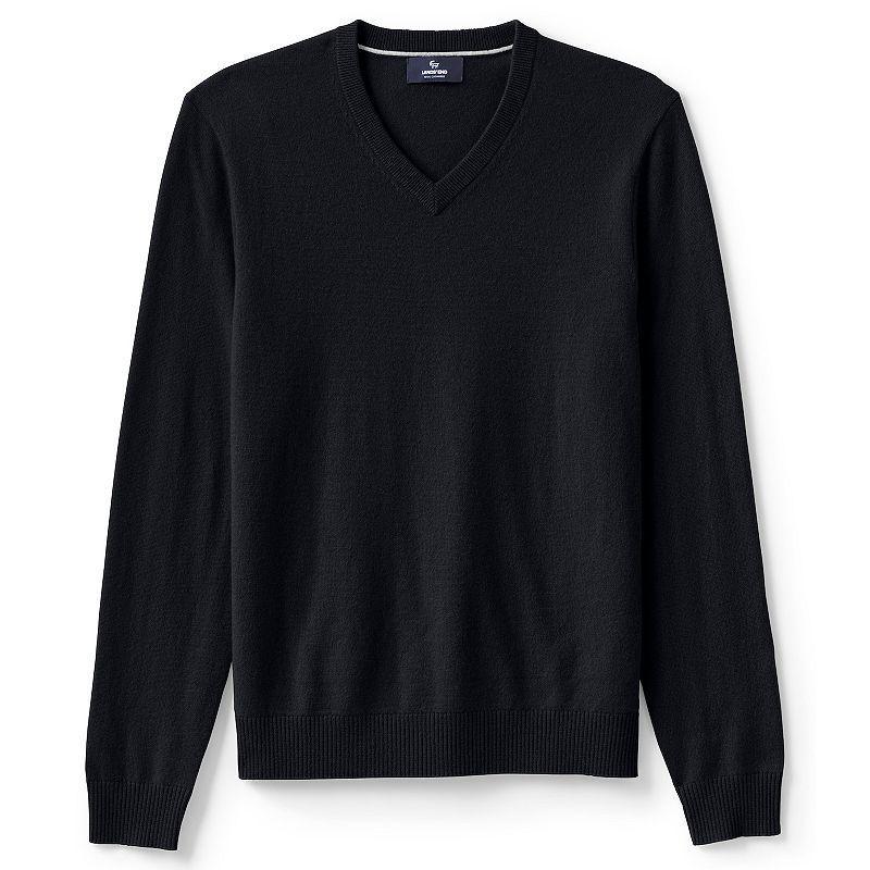 Mens Lands End Fine-Gauge Cashmere V-neck Sweater Product Image