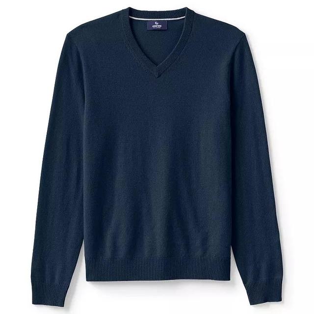 Mens Lands End Fine-Gauge Cashmere V-neck Sweater Product Image