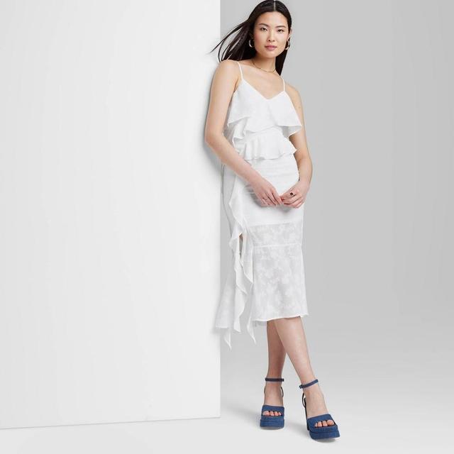 Womens Ruffle Midi Dress - Wild Fable White M Product Image