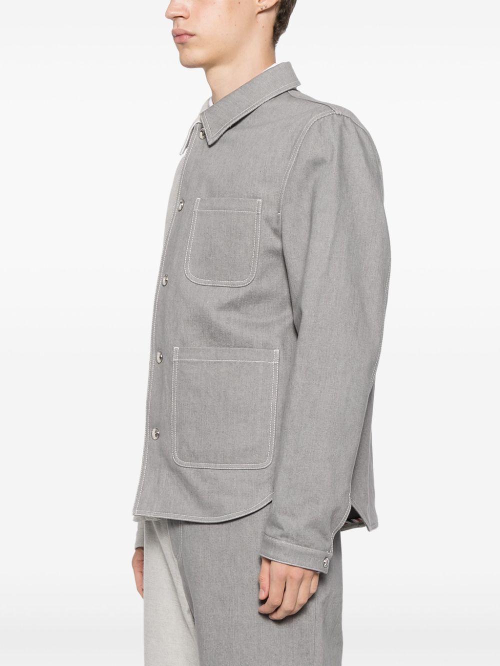 THOM BROWNE Two-tone Denim Jacket In Grey Product Image