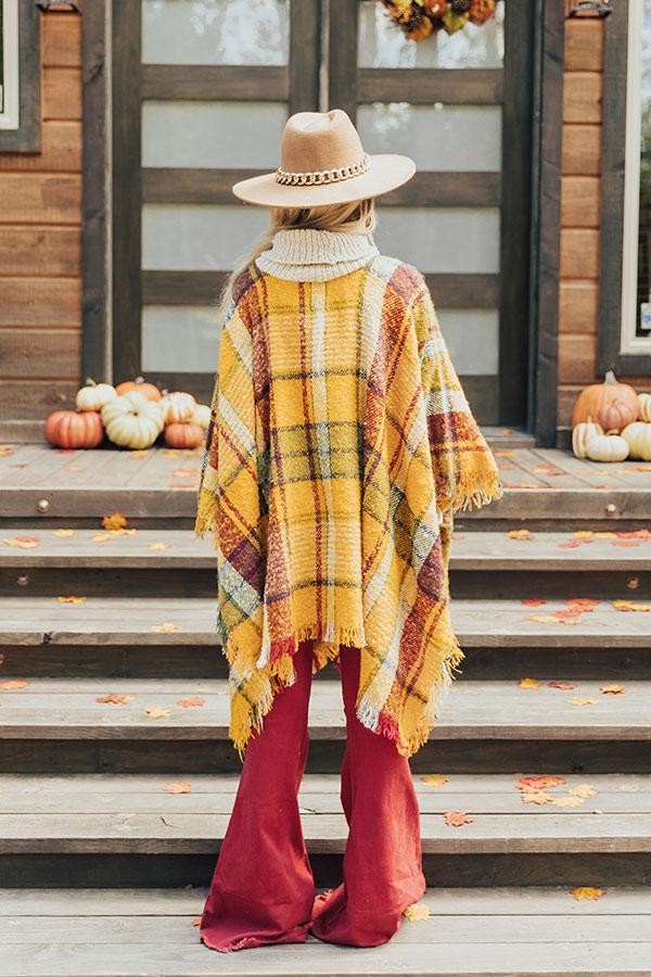 Pouring Cider Plaid Poncho Product Image