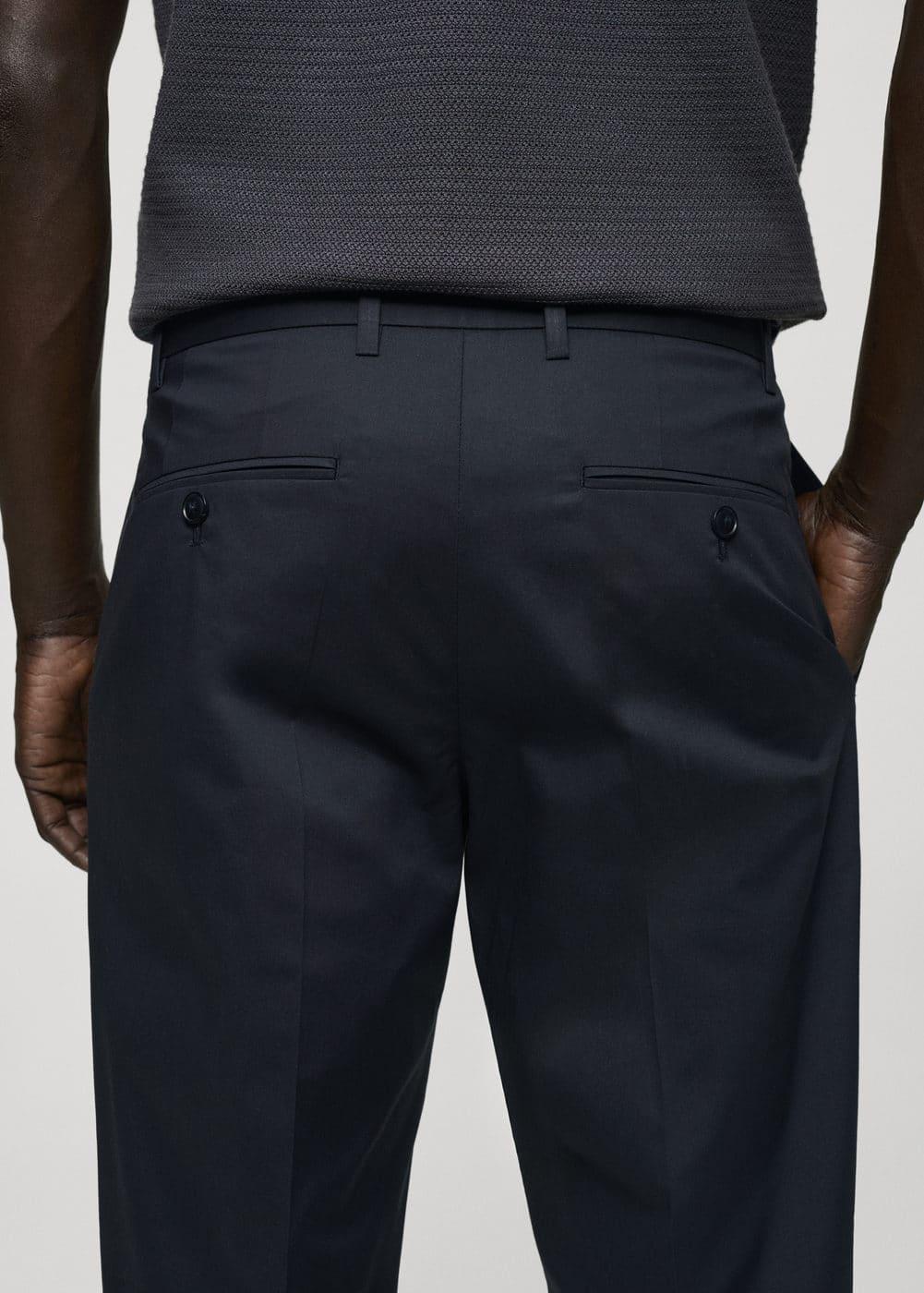 Mango Mens Slim-Fit Cotton Pleated Pants Product Image