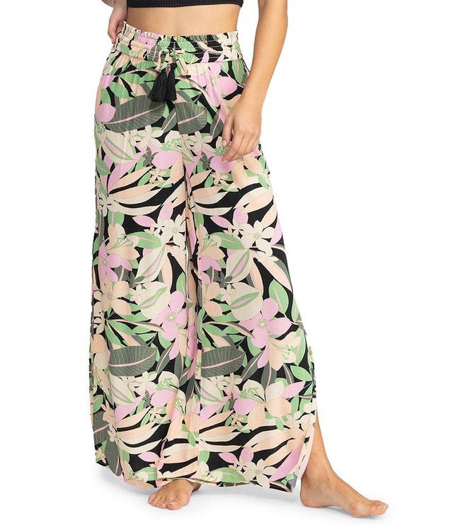 Roxy Tropical Rhythm High Rise Floral Print Side Slit Wide Leg Pants Product Image