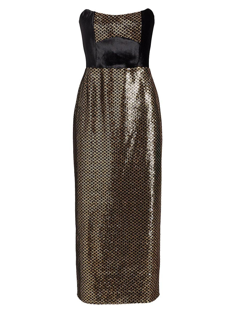 Womens Luna Strapless Velvet & Sequin Midi-Dress Product Image