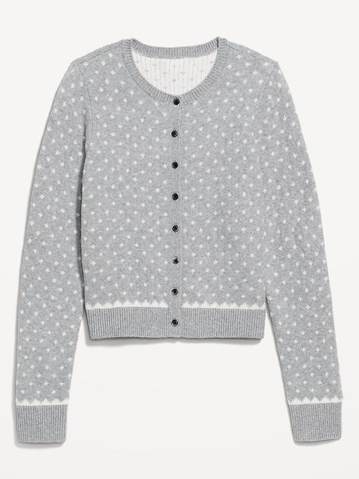 SoSoft Holiday Print Crop Cardigan Sweater Product Image