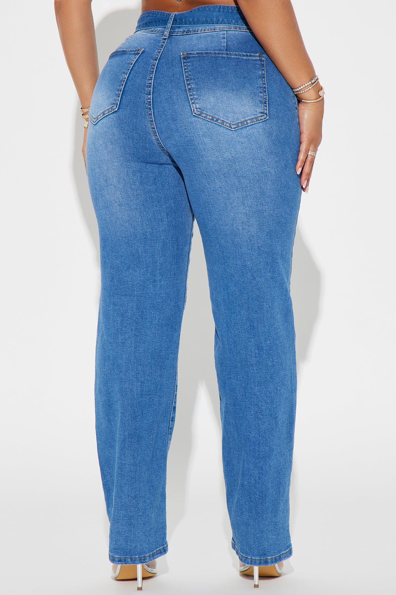 Start It Over Belted Stretch Straight Leg Jeans - Medium Wash Product Image