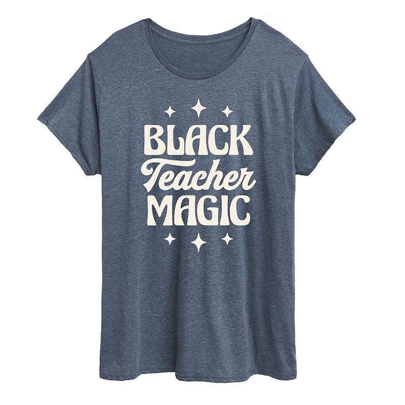 Plus Black Teacher Magic Graphic Tee, Womens Grey Blue Product Image