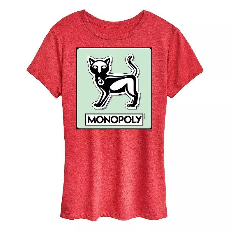 Womens Monopoly Cat Game Token Graphic Tee Grey Gray Product Image