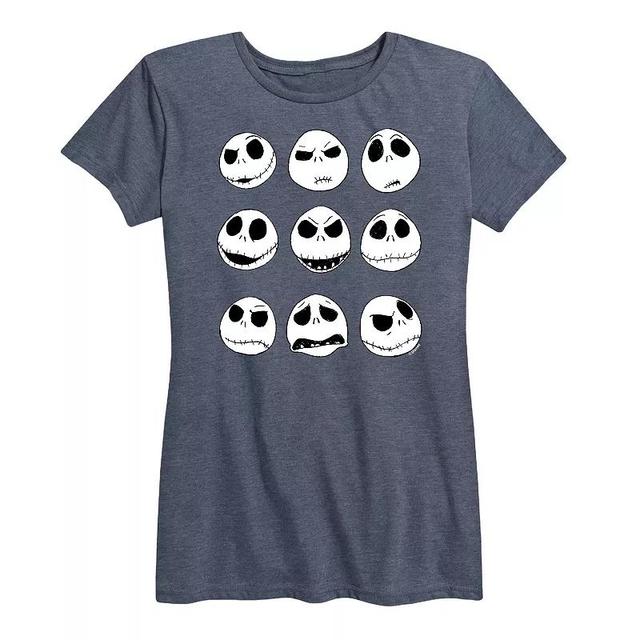 Disneys Nightmare Before Christmas Womens Jack Faces Graphic Tee, Girls Product Image