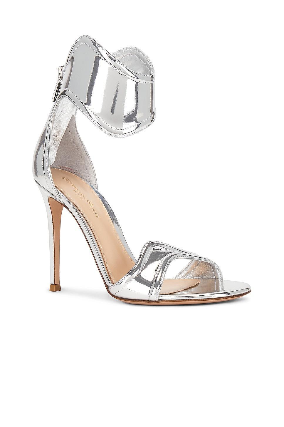 Gianvito Rossi Metal Sandal Metallic Silver. (also in 37, 37.5, 38, 39, 39.5, 41). product image