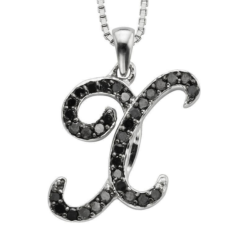 Jewelexcess Sterling Silver 1/4-ct. T.W. Black Diamond Initial Pendant, Womens Product Image