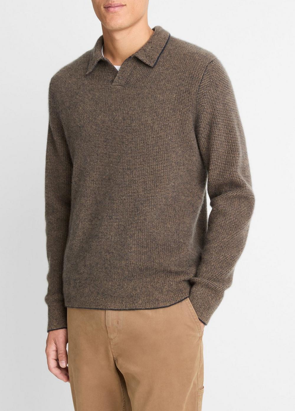 Plush Cashmere Thermal Johnny-Collar Sweater Product Image