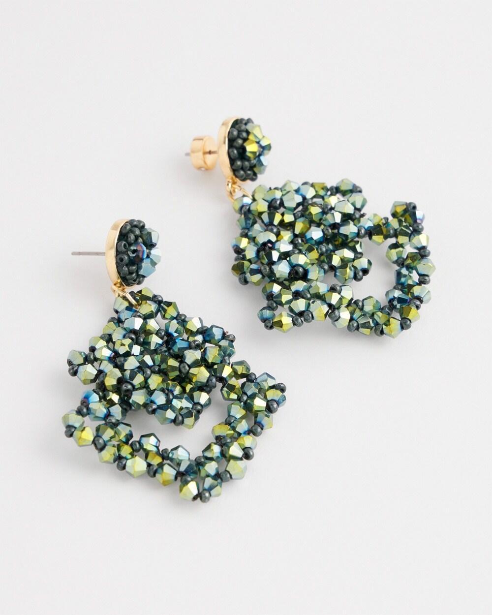 No Droop™ Blue-Green Jeweled Drop Earrings Product Image