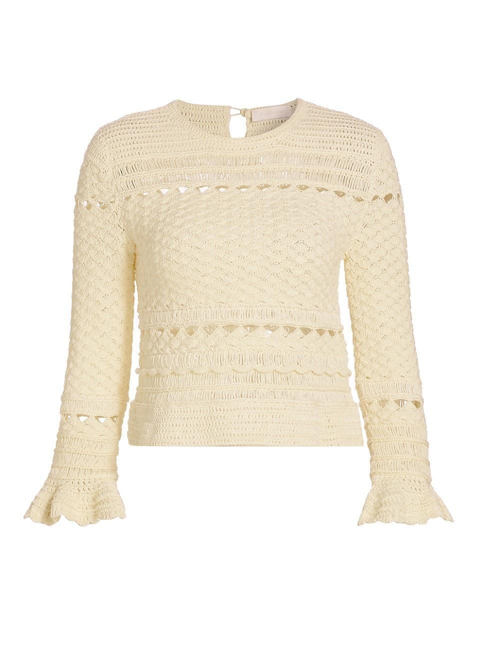 Womens Waverly Crochet Crewneck Top Product Image