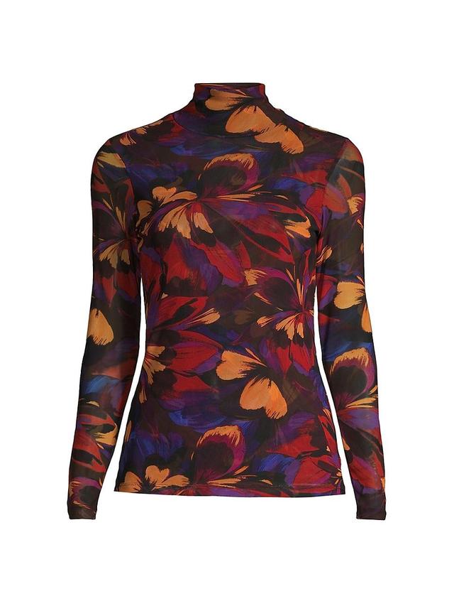 Womens Eclipse Floral Mesh Turtleneck Product Image