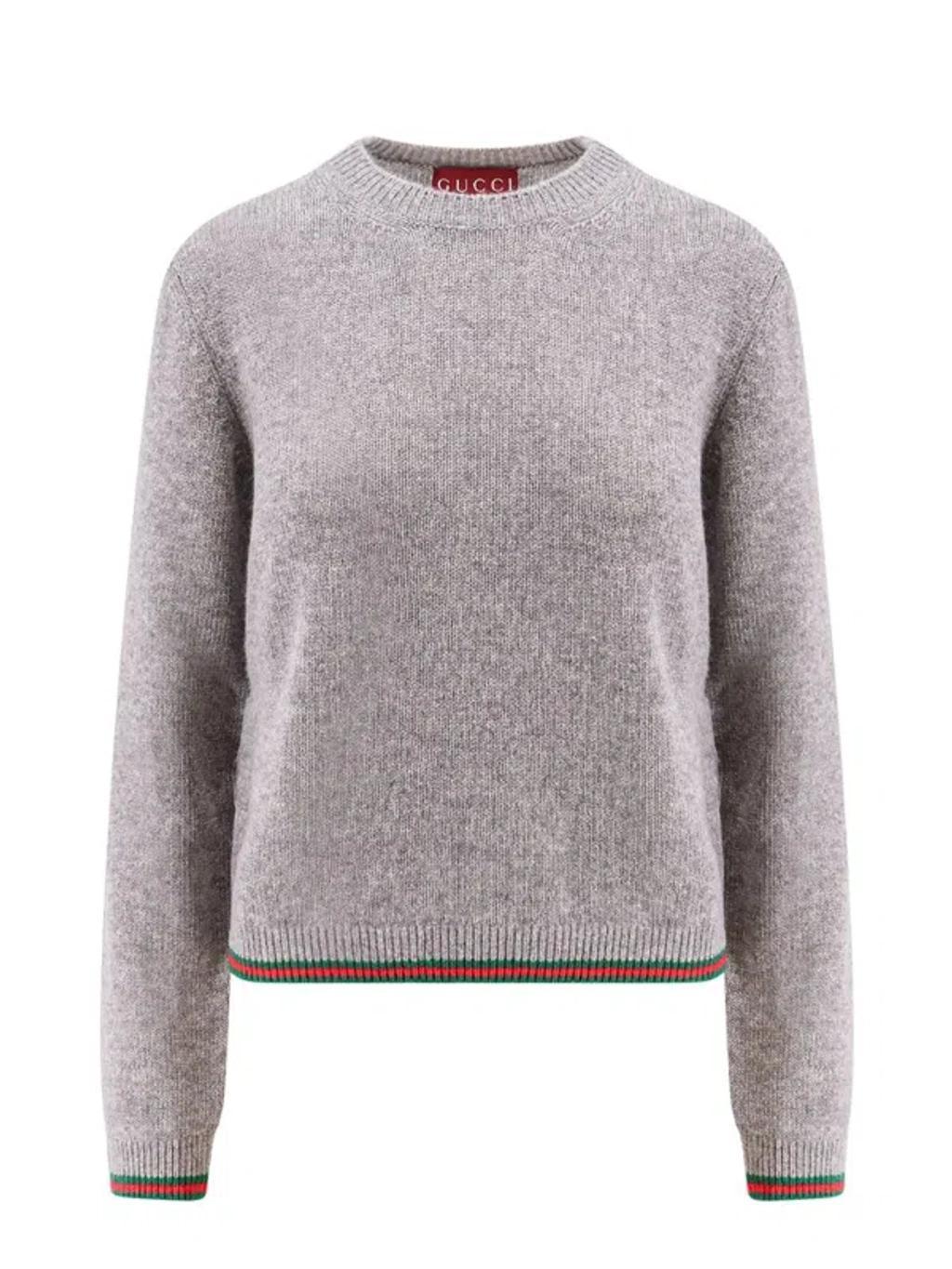 Striped Hem Knit Sweater In Grey product image